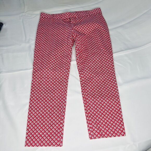 GAP Woman Size 6P Pink Slim Cropped Capri Pants Geometric Spring Summer 0812 - Picture 9 of 14